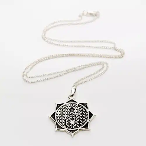Colier 3 Simboluri, 3 Forte, 3 Minuni: Floarea Vietii, Lotus, Yin Si Yang