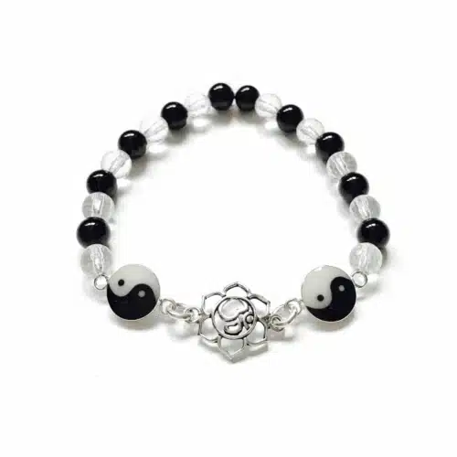 Bratara 3 simboluri sacre: Yin Yang, OM si Floare de lotus