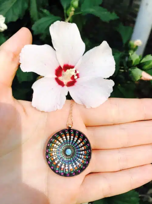 Colier Mandala Unimii Cu Cristale Si Opal