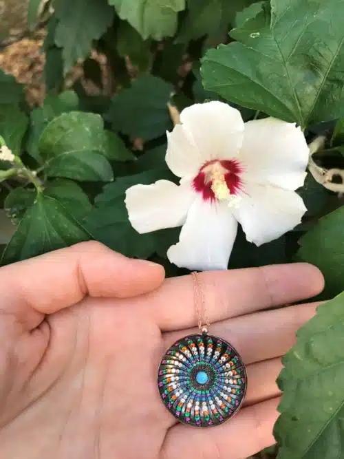 Colier Mandala Unimii Cu Cristale Si Opal