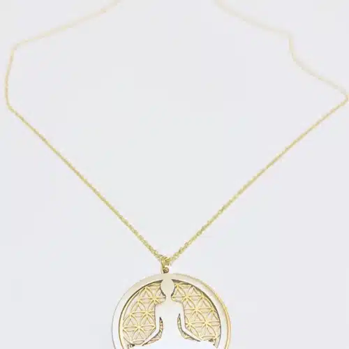 Colier floarea vietii cu emblema postura lotus (5)