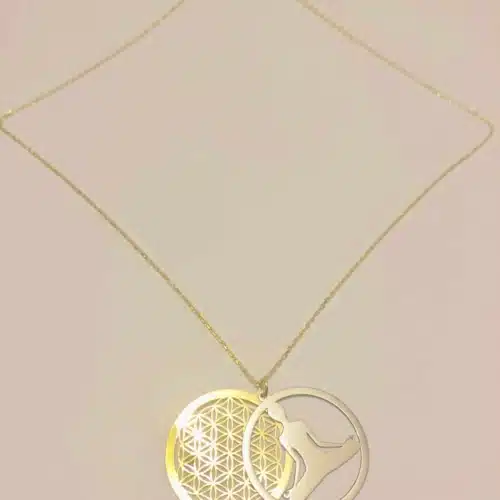 Colier floarea vietii cu emblema postura lotus (6)