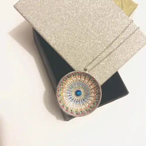 Colier mandala unimii cu cristale si opal bijuterie din argint (1)