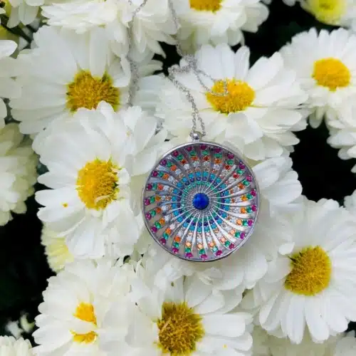 Colier mandala unimii cu cristale si opal bijuterie din argint (8)