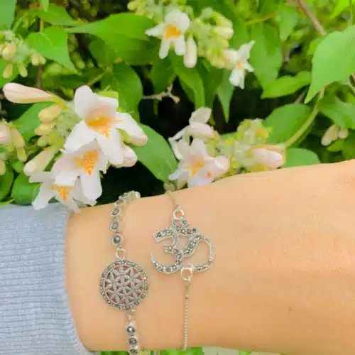 Bratara deosebita floarea vietii cu marcasite (1)