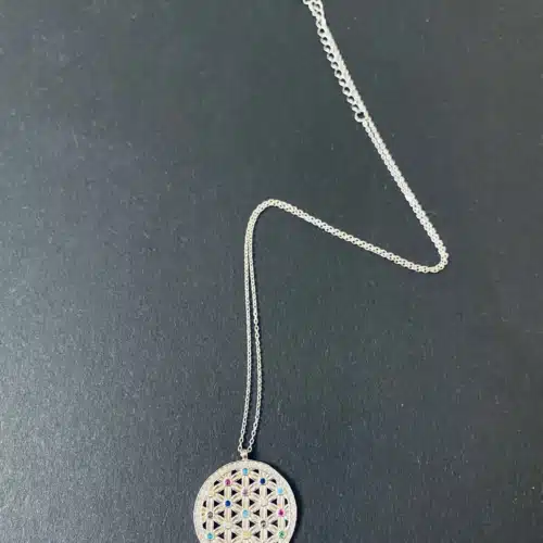 Colier fin floarea vietii cu cristale (11)