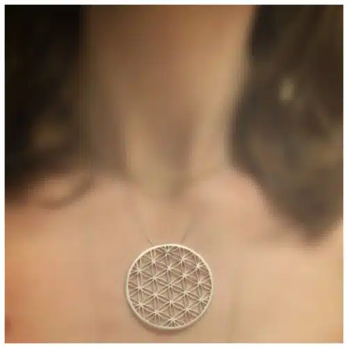 Colier Deosebit Floarea Vietii 3D Din Argint Poza De Prezentare Manechin