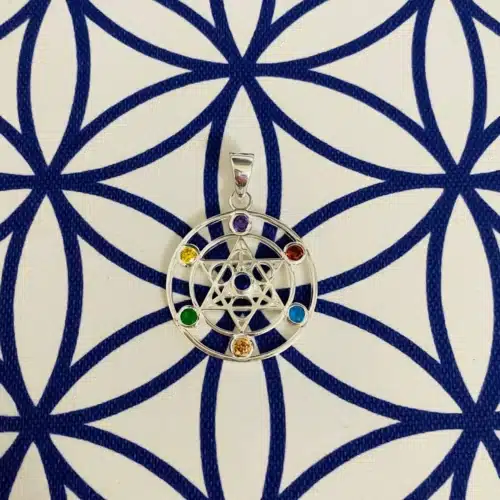 Pandantiv cubul lui metatron si cristale de stanca in culorile celor 7 chakre (4)