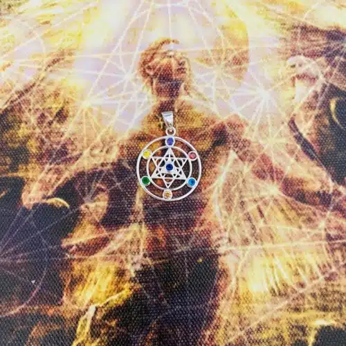 Pandantiv cubul lui metatron si cristale de stanca in culorile celor 7 chakre (5)
