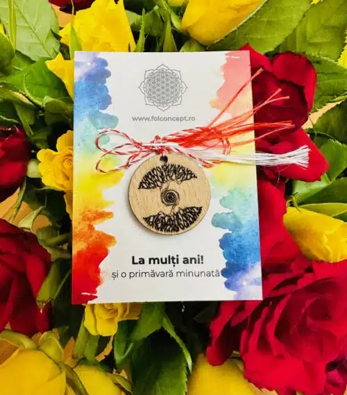 Martisor Cu Simbol Gravat Pe Banut Din Lemn Arborele Vietii