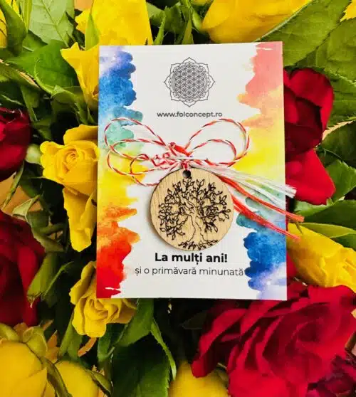 Martisor Cu Simbol Gravat Pe Banut Din Lemn Pomul Vietii