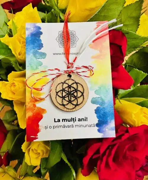 Martisor Cu Simbol Gravat Pe Banut Din Lemn Samanta Vietii