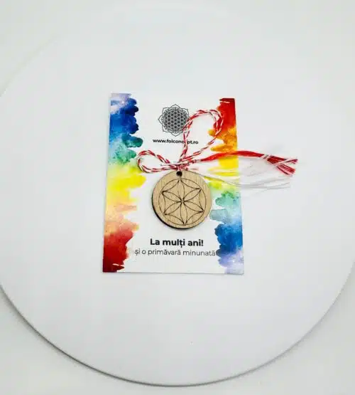 Martisor Cu Simbol Gravat Pe Banut Din Lemn Cu Samanta Vietii Simpla