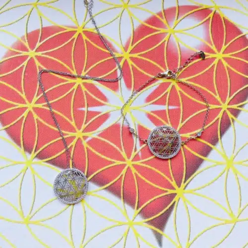 Bratara si colier floarea vietii 3d cu cristale prezentare