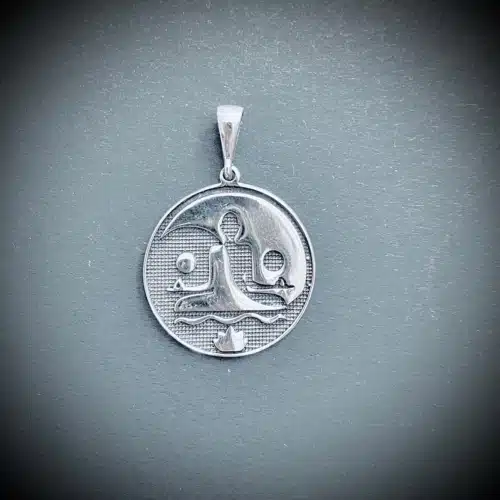 Pandantiv yin yang floare de lotus si emblema postura lotus (1)