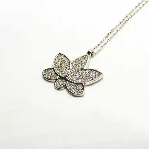 Colier Floare De Lotus Si Cristale Multifatetate Albe