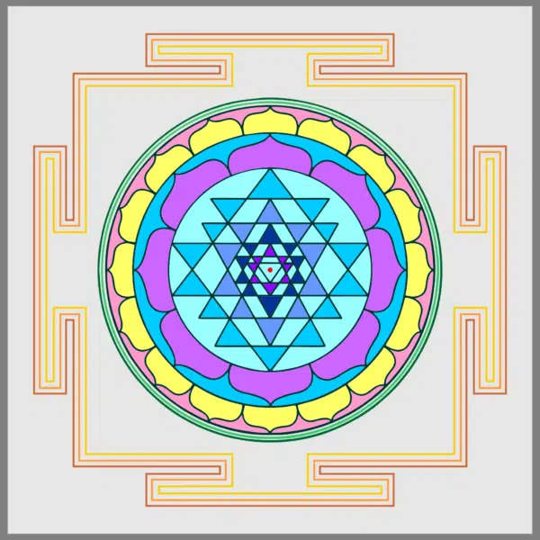 Diagrama Sacră Sri Yantra ~ Origini, Simbolistica Si Utilizari 2 Simbol Sri Yantra Colorata