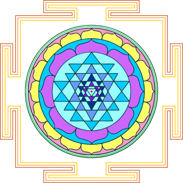 Diagrama Sacră Sri Yantra ~ Origini, Simbolistica Si Utilizari 3 Simbol Sri Yantra Colorata Fara Fundal