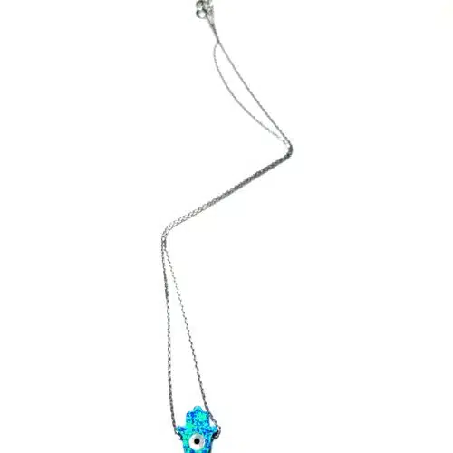 Colier din argint hamsa cu opal