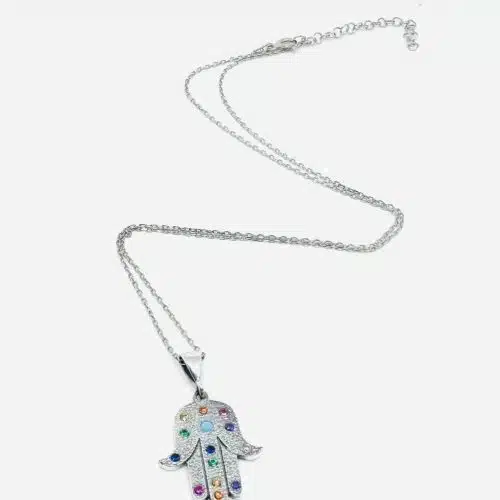 Colier hamsa cu cristale 7 chakre