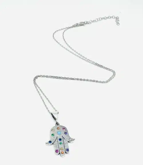 Colier Hamsa Cu Cristale 7 Chakre